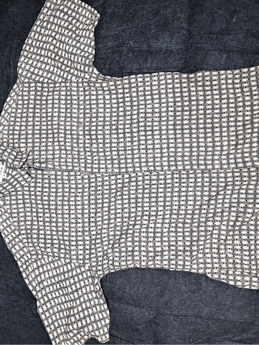 Pierre Cardin Men's Houndstooth Short-Sleeve Sweater - Cream & Gray